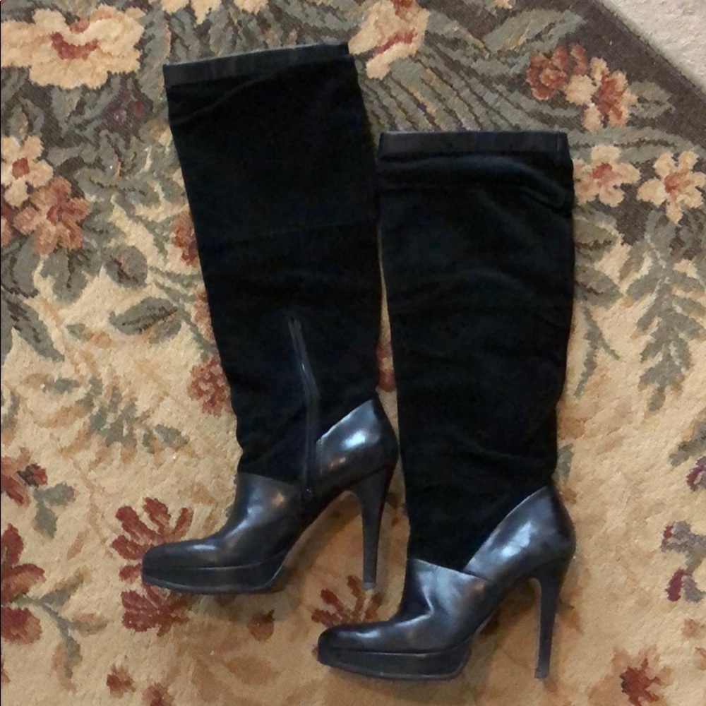 Nine West suede/ leather knee high boot 4” heel